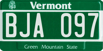 VT license plate BJA097