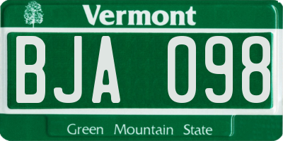 VT license plate BJA098