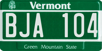 VT license plate BJA104