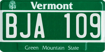 VT license plate BJA109