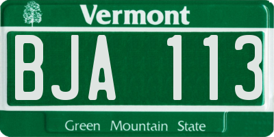 VT license plate BJA113