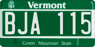 VT license plate BJA115