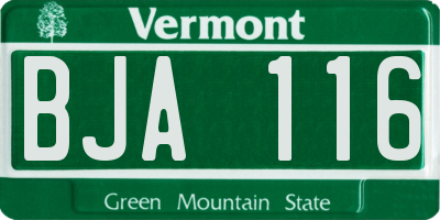 VT license plate BJA116