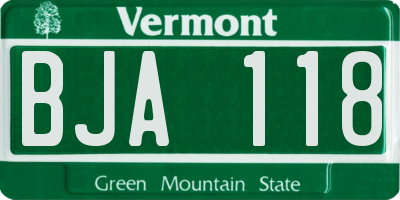 VT license plate BJA118