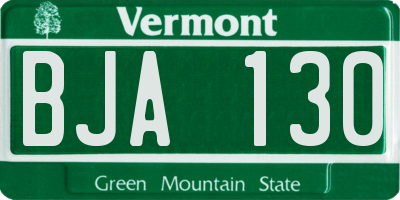 VT license plate BJA130