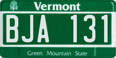 VT license plate BJA131
