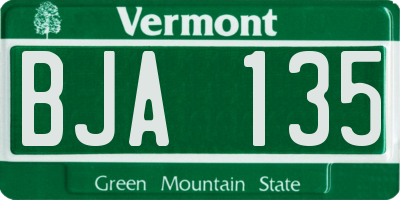 VT license plate BJA135