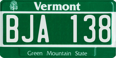 VT license plate BJA138