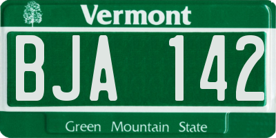 VT license plate BJA142