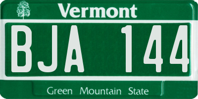 VT license plate BJA144