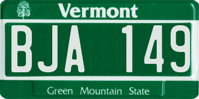 VT license plate BJA149