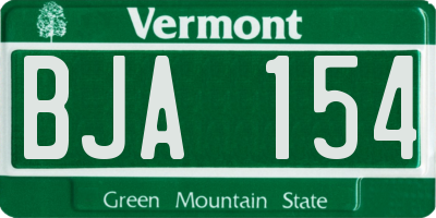 VT license plate BJA154