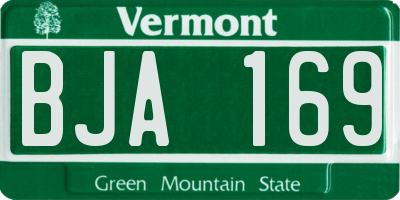 VT license plate BJA169