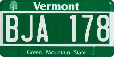 VT license plate BJA178