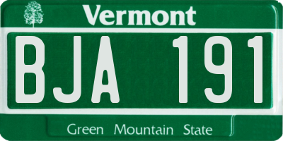VT license plate BJA191