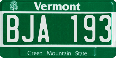 VT license plate BJA193