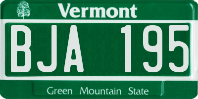VT license plate BJA195