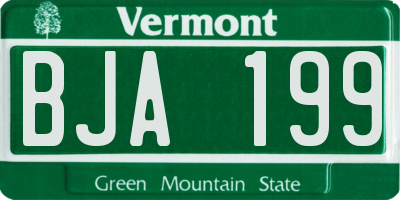 VT license plate BJA199