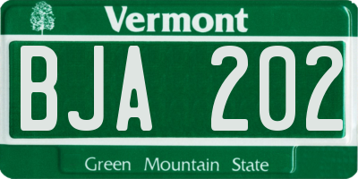 VT license plate BJA202
