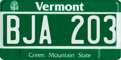 VT license plate BJA203