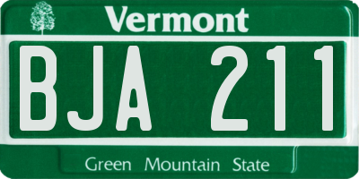 VT license plate BJA211