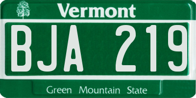 VT license plate BJA219