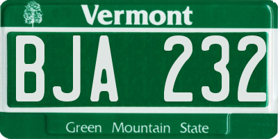 VT license plate BJA232