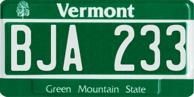 VT license plate BJA233