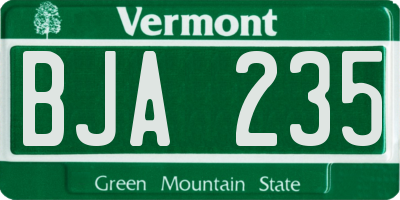 VT license plate BJA235