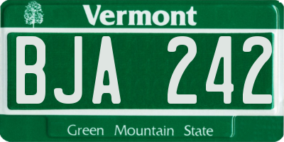 VT license plate BJA242