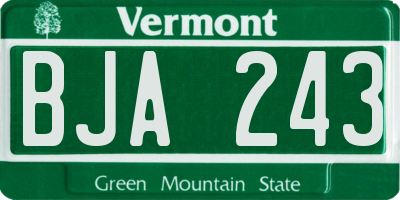 VT license plate BJA243