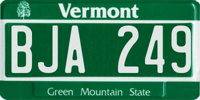 VT license plate BJA249