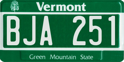 VT license plate BJA251