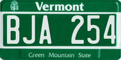 VT license plate BJA254