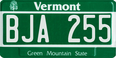 VT license plate BJA255
