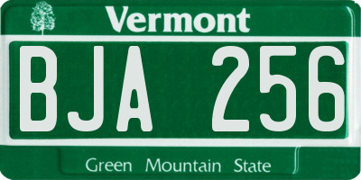 VT license plate BJA256