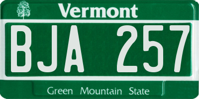 VT license plate BJA257