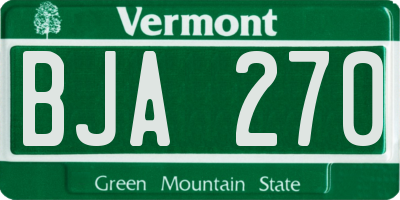 VT license plate BJA270
