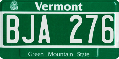 VT license plate BJA276