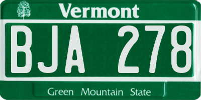 VT license plate BJA278