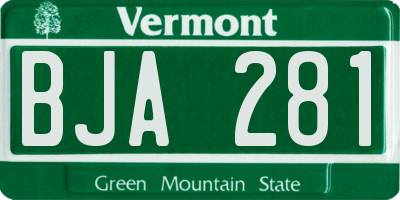 VT license plate BJA281