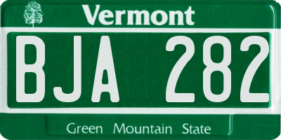 VT license plate BJA282