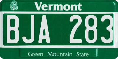 VT license plate BJA283