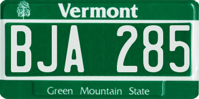 VT license plate BJA285