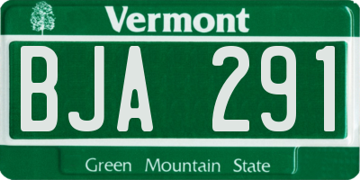 VT license plate BJA291