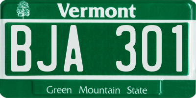 VT license plate BJA301