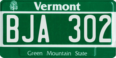 VT license plate BJA302