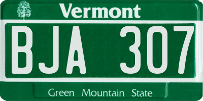 VT license plate BJA307