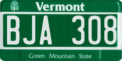 VT license plate BJA308