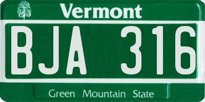 VT license plate BJA316
